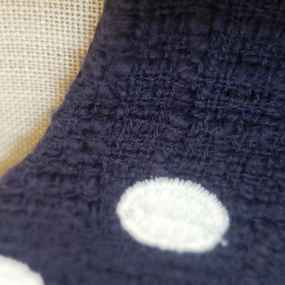 J. Crew Navy White Polka Dot Boucle Tweed Sheath Dress Sleeveless Size 6P Petite - Picture 12 of 16